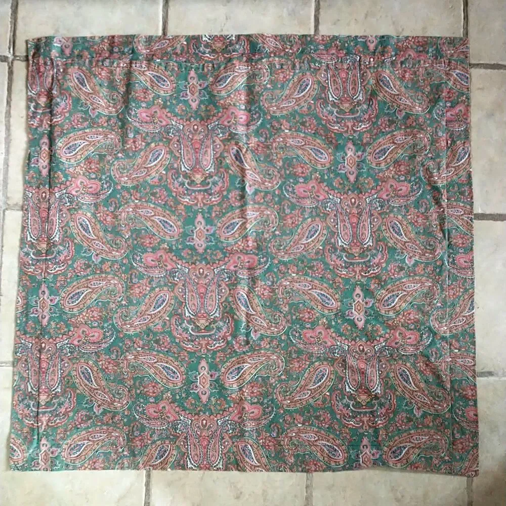 VTG Ralph Lauren Pillow Cover Paisley Floral Green Red Square 30x31